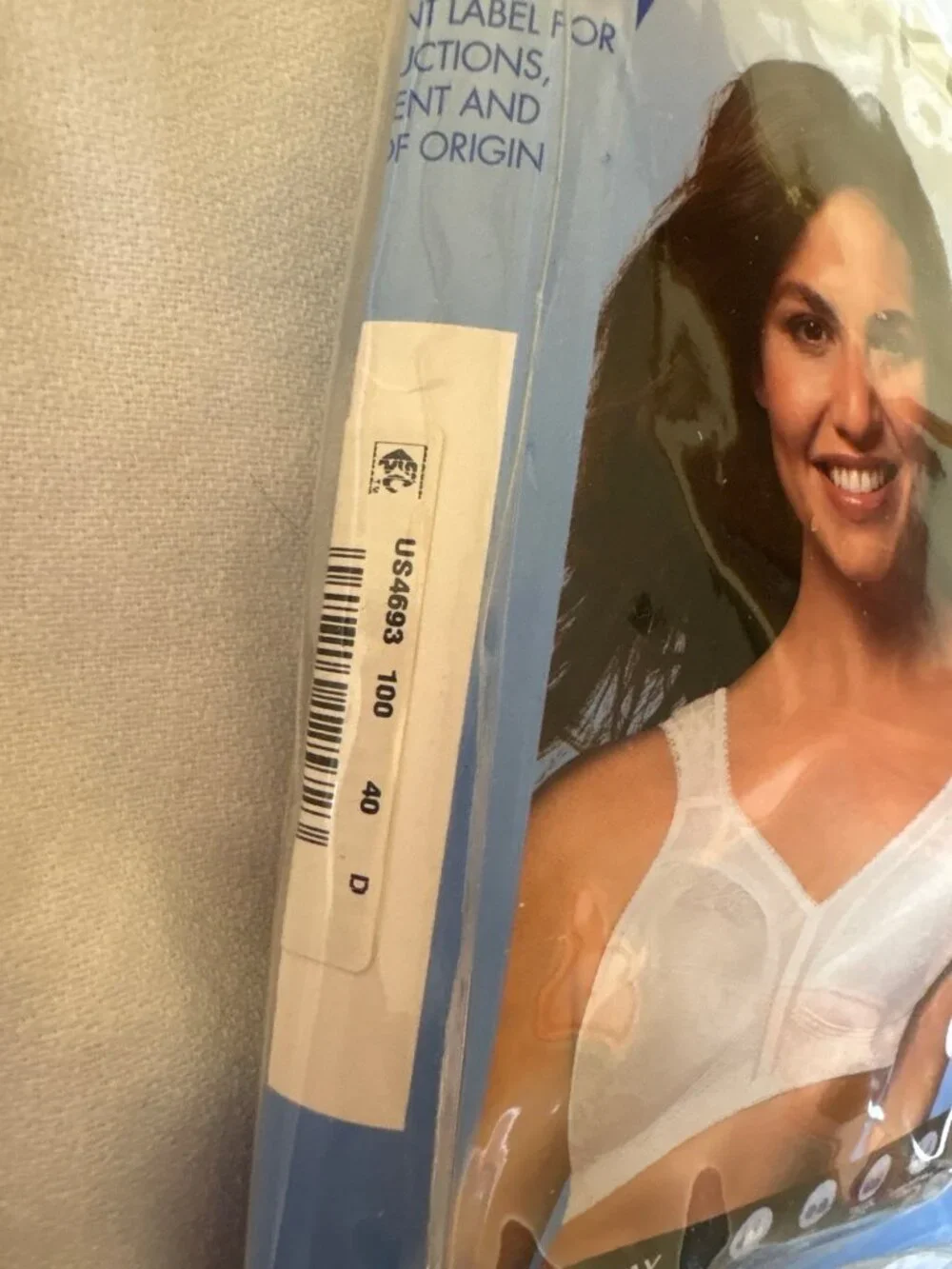 Playtex 18 Hour Wirefree Bra 40D White Comfort Cushion Straps Side & Back Smooth